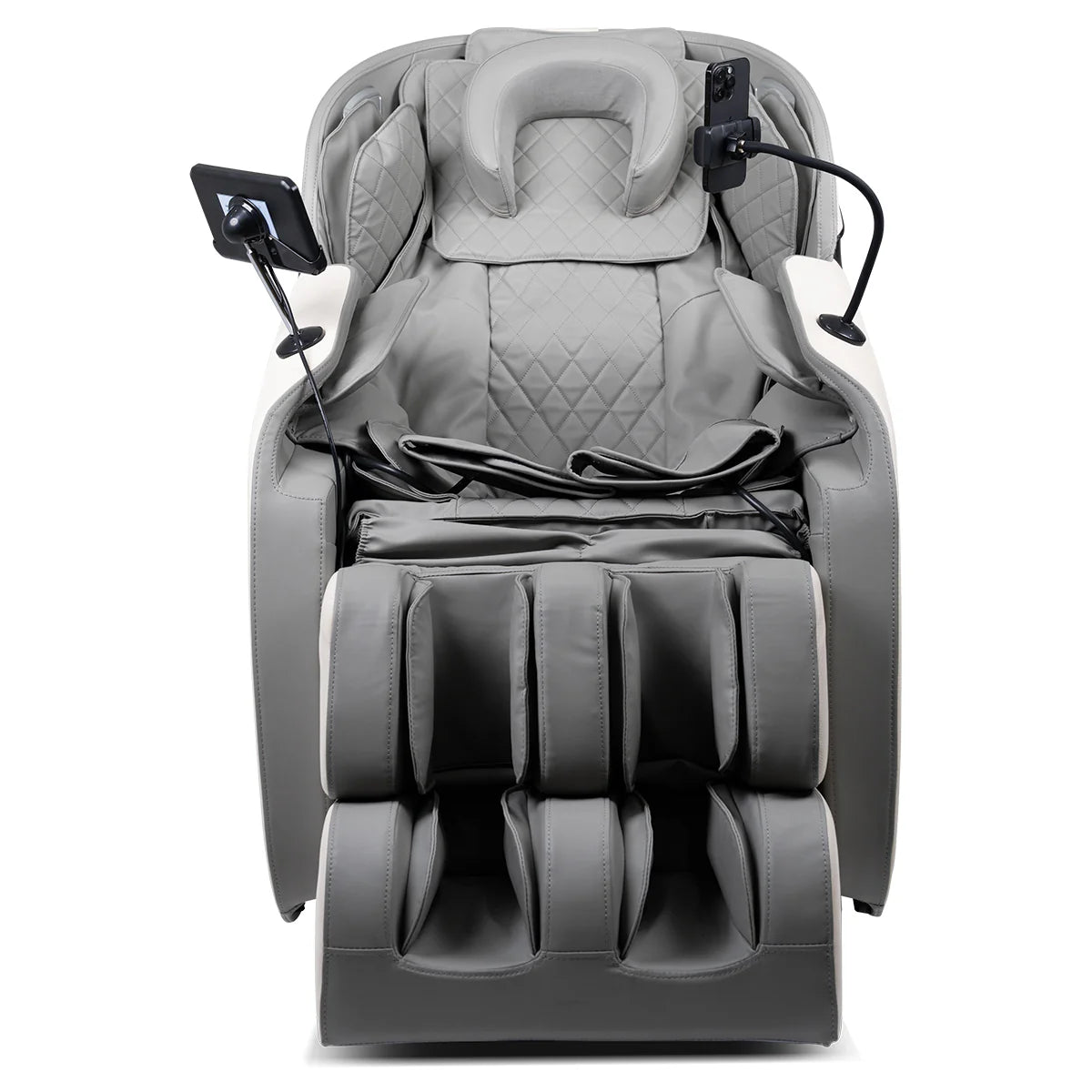 Lifespan Fitness gray massage chair with adjustable headrest and foot massager for full body relaxation