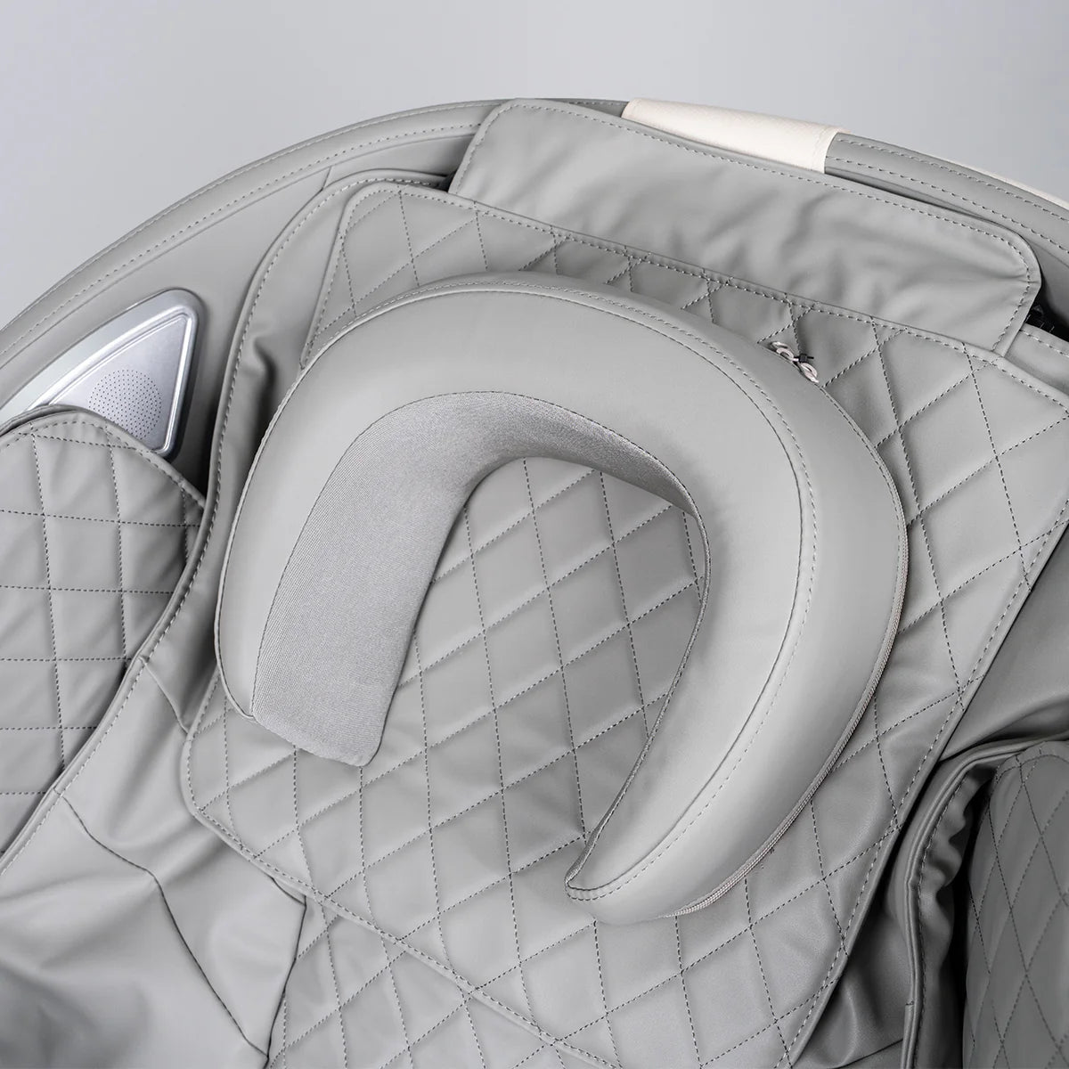 Lifespan Fitness gray massage chair with quilted cushioning and ergonomic neck support