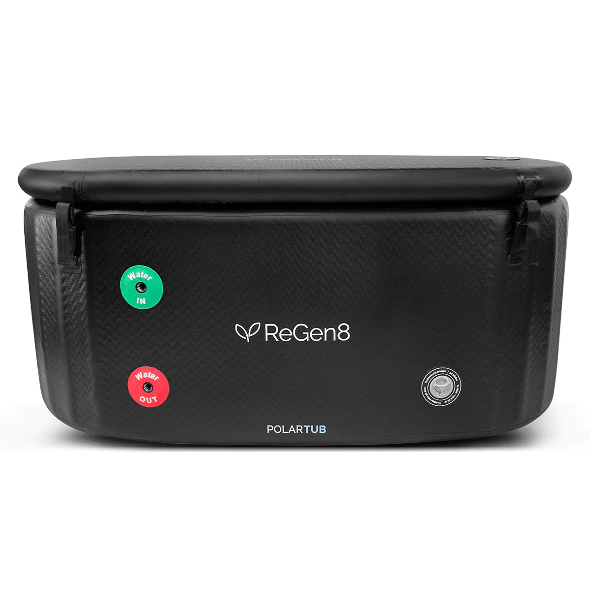 Lifespan Fitness ReGen8 PolarTub black portable ice bath with water in and out valves