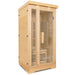 Lifespan Fitness wooden sauna with glass door and interior bench for home use