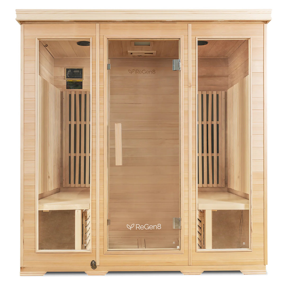 Lifespan Fitness wooden sauna with glass door and side panels for home relaxation