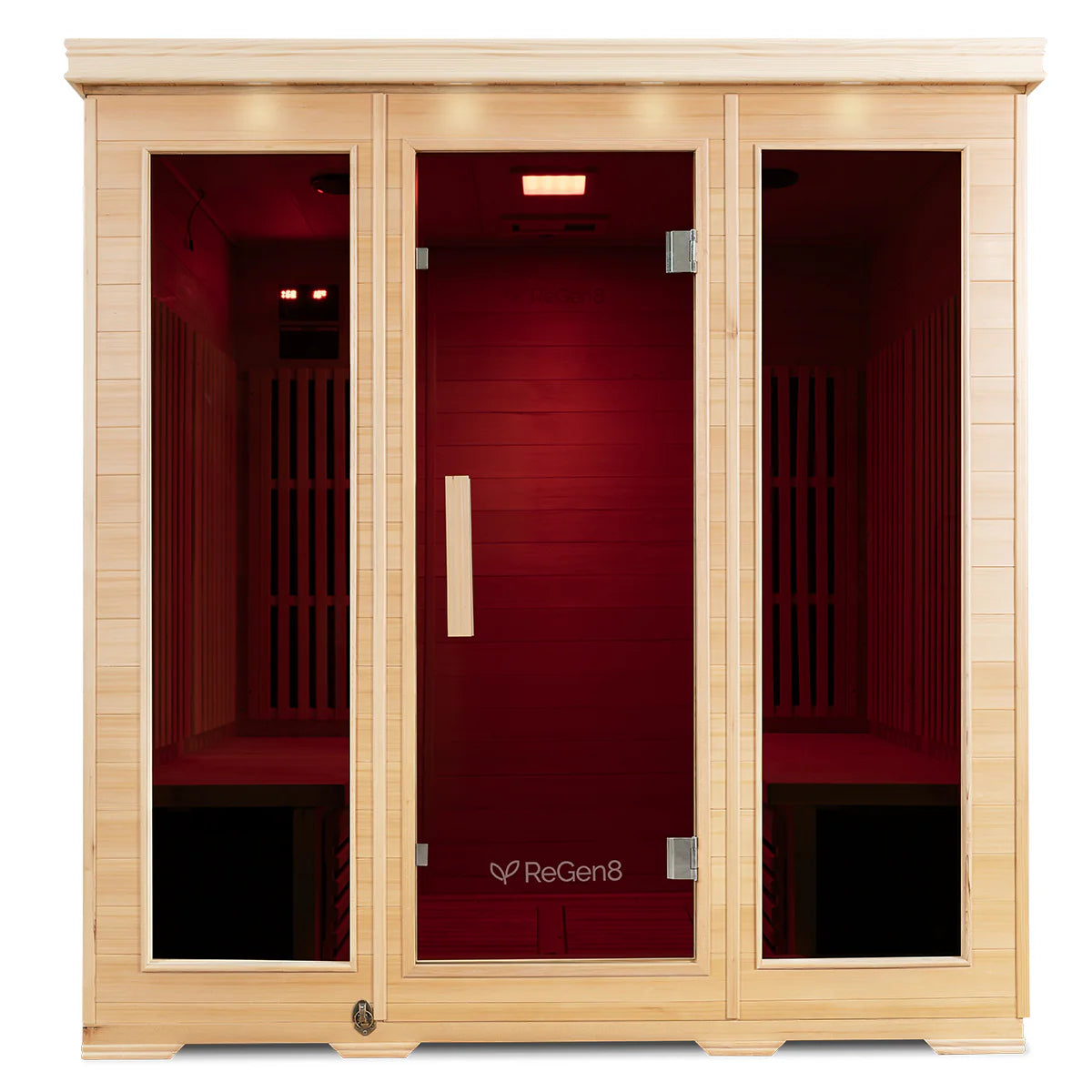 Lifespan Fitness wooden sauna with glass door and side panels for home relaxation 