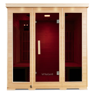 Lifespan Fitness wooden sauna with glass door and side panels for home relaxation 