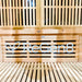 Lifespan Fitness ReGen8 wooden sauna interior with slatted benches and backrest