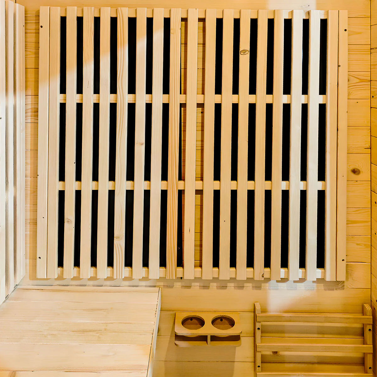 Lifespan Fitness sauna interior wooden slats and heated panels for relaxation and detoxification