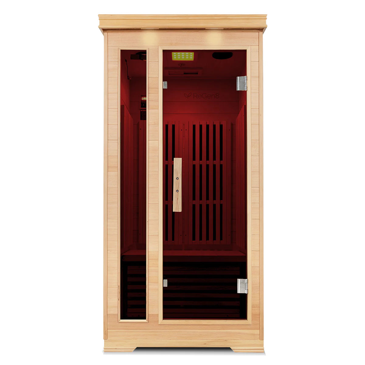 Lifespan Fitness wooden sauna with glass door and interior heating panels for home use