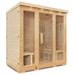 Lifespan Fitness wooden sauna with glass doors and interior benches for home relaxation