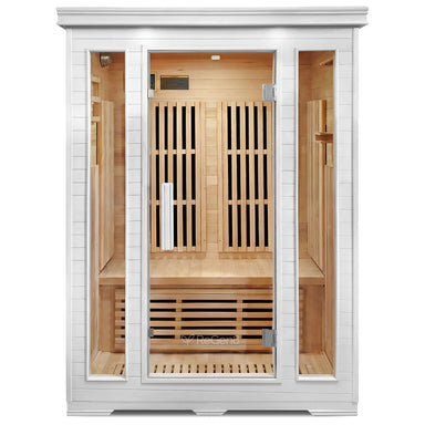 Lifespan Fitness sauna with glass door and wooden interior panels for home wellness