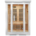 Lifespan Fitness sauna with glass door and wooden interior panels for home wellness