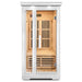 Lifespan Fitness wooden sauna with glass door and interior bench for home relaxation