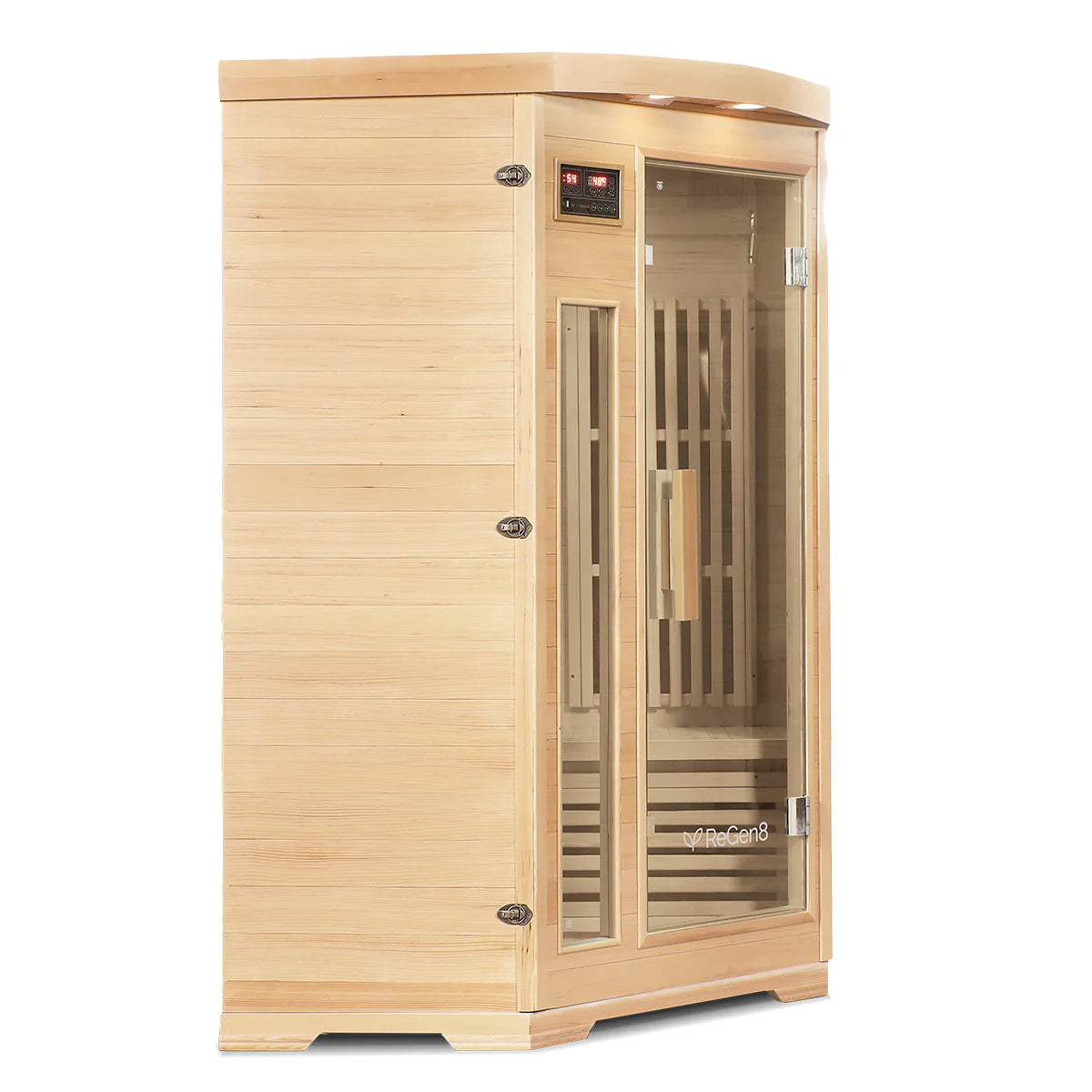 Lifespan Fitness wooden sauna with glass door and digital control panel for home use
