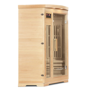 Lifespan Fitness wooden sauna with glass door and digital control panel for home use