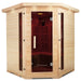 Lifespan Fitness wooden sauna with glass door and interior seating for home relaxation