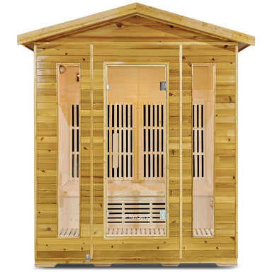 Lifespan Fitness wooden sauna with glass door and side panels for home relaxation
