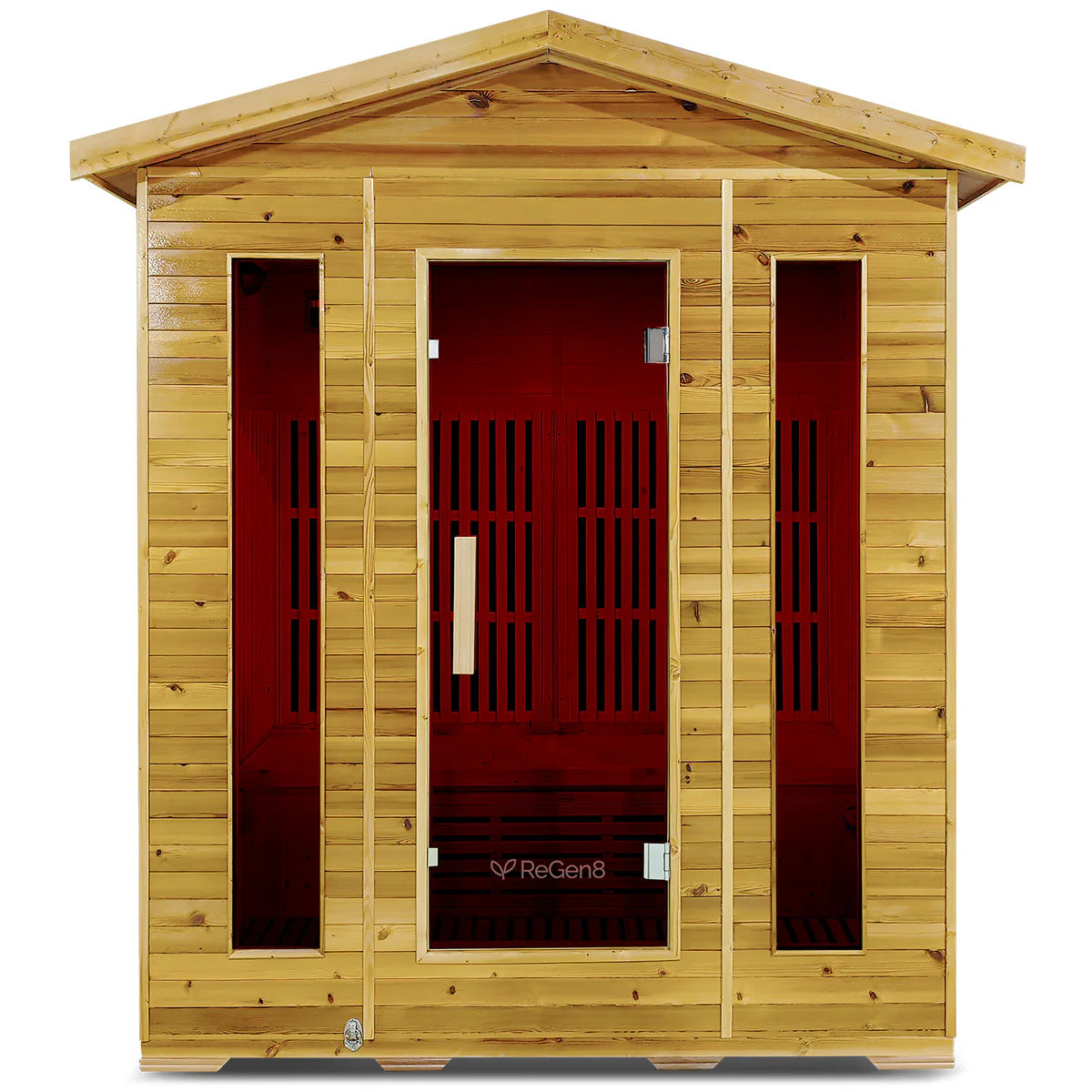 Lifespan Fitness wooden sauna with glass door and side panels for home relaxation 