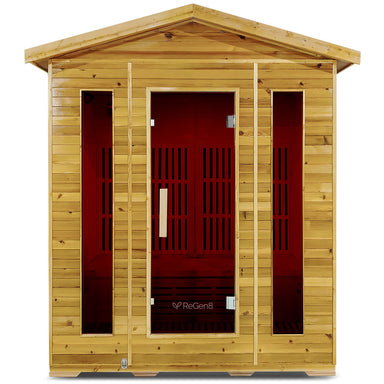 Lifespan Fitness wooden sauna with glass door and side panels for home relaxation 