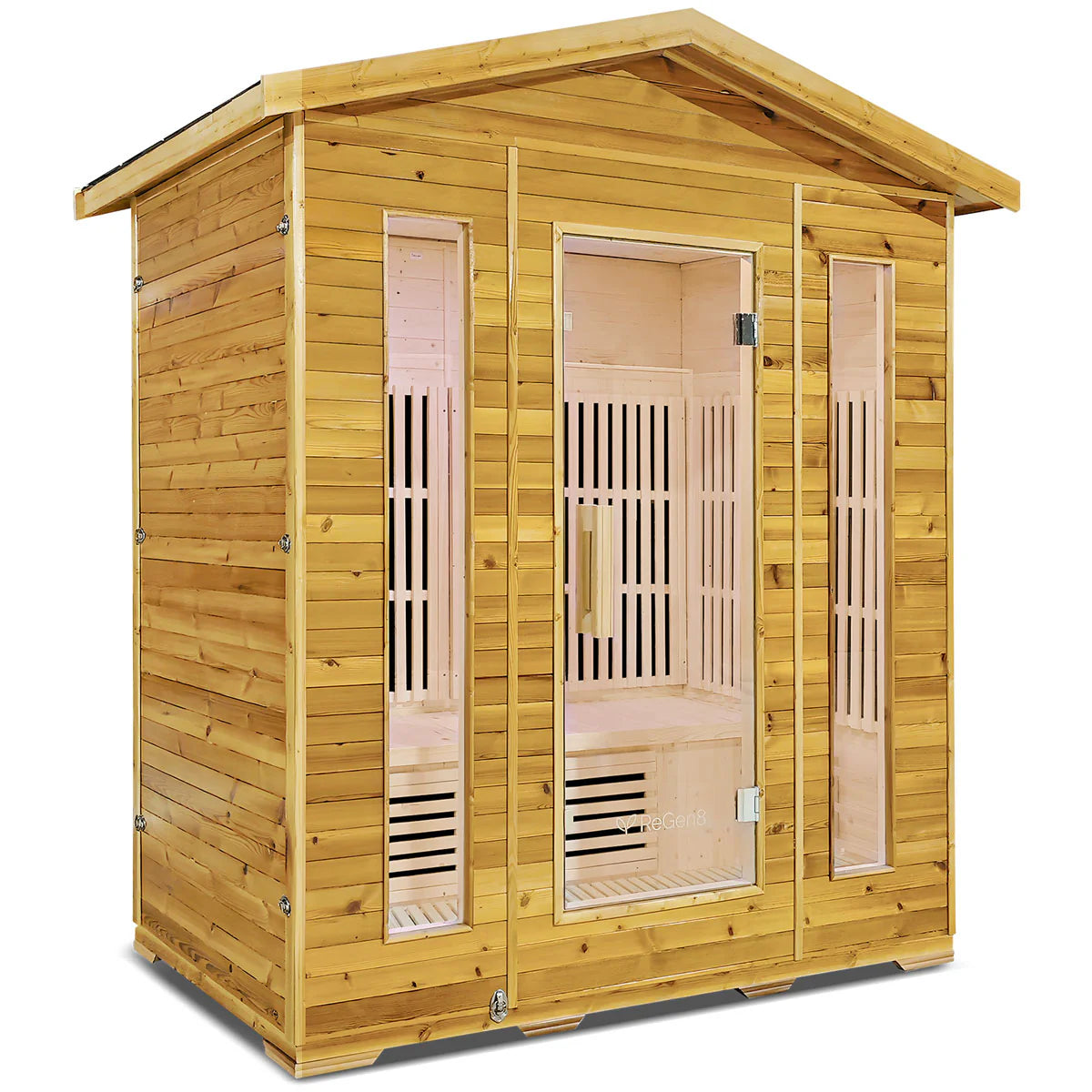 Lifespan Fitness wooden sauna with glass door and panels for home relaxation and wellness