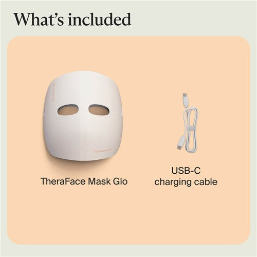 Therabody TheraFace LED mask and USB-C charging cable included in the package