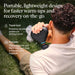 Therabody massage gun in use on shoulder showing portable lightweight design for recovery on the go