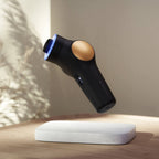 therabody theraface pro in black with blue led light