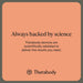 Therabody advertisement with text 'Always backed by science' on a peach background