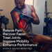 man using therabody theragun pro plus g6 with benefits listed 
