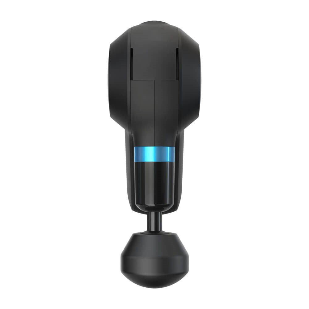 Therabody black massage gun with ergonomic design and blue accent for deep muscle relief