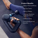 Therabody massage gun in use on leg providing pain relief and increasing mobility