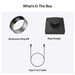 Ultrahuman smart ring with ring charger and Type C to C charging cable shown in the box contents