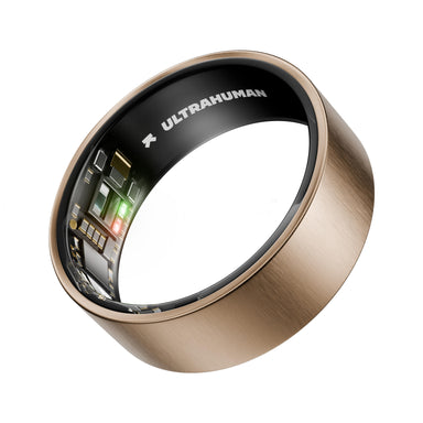 Ultrahuman smart ring with sleek metallic finish and visible internal electronic components