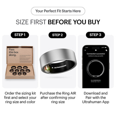 Ultrahuman smart ring sizing kit Ring AIR device and Ultrahuman app pairing instructions