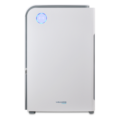Welcare white air purifier with digital display and sleek modern design