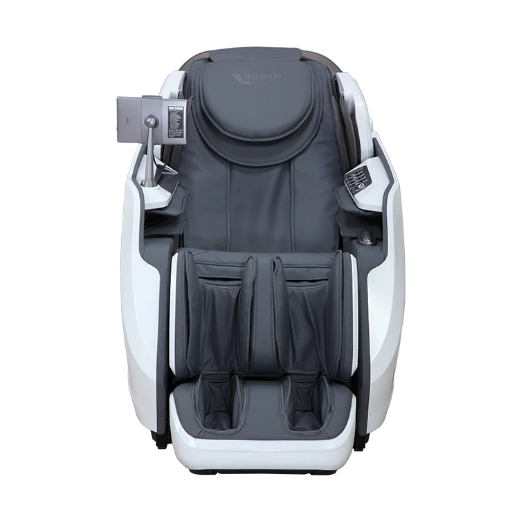 Masseuse massage chair in black and white with ergonomic design and full body support