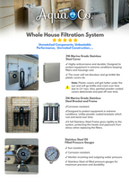 Advertisement for Aqua Co. Whole House Filtration System with product images and features.