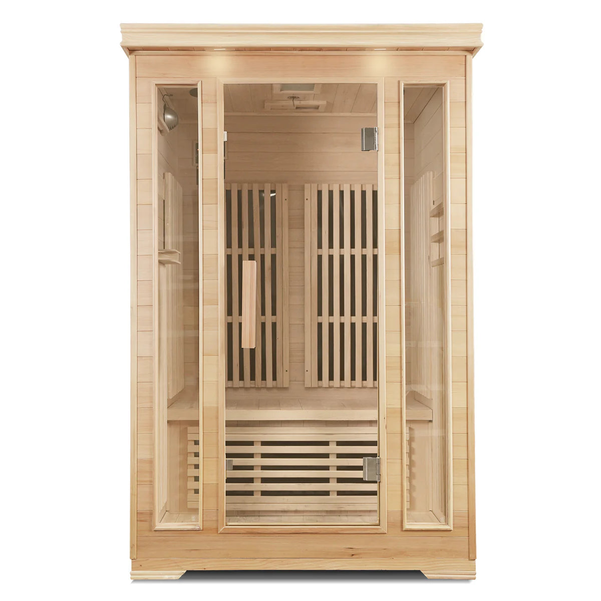 Lifespan Fitness wooden sauna with glass door and panels for home relaxation and wellness
