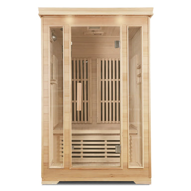 Lifespan Fitness wooden sauna with glass door and panels for home relaxation and wellness