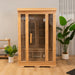 Lifespan Fitness wooden sauna with glass front door in a modern home setting