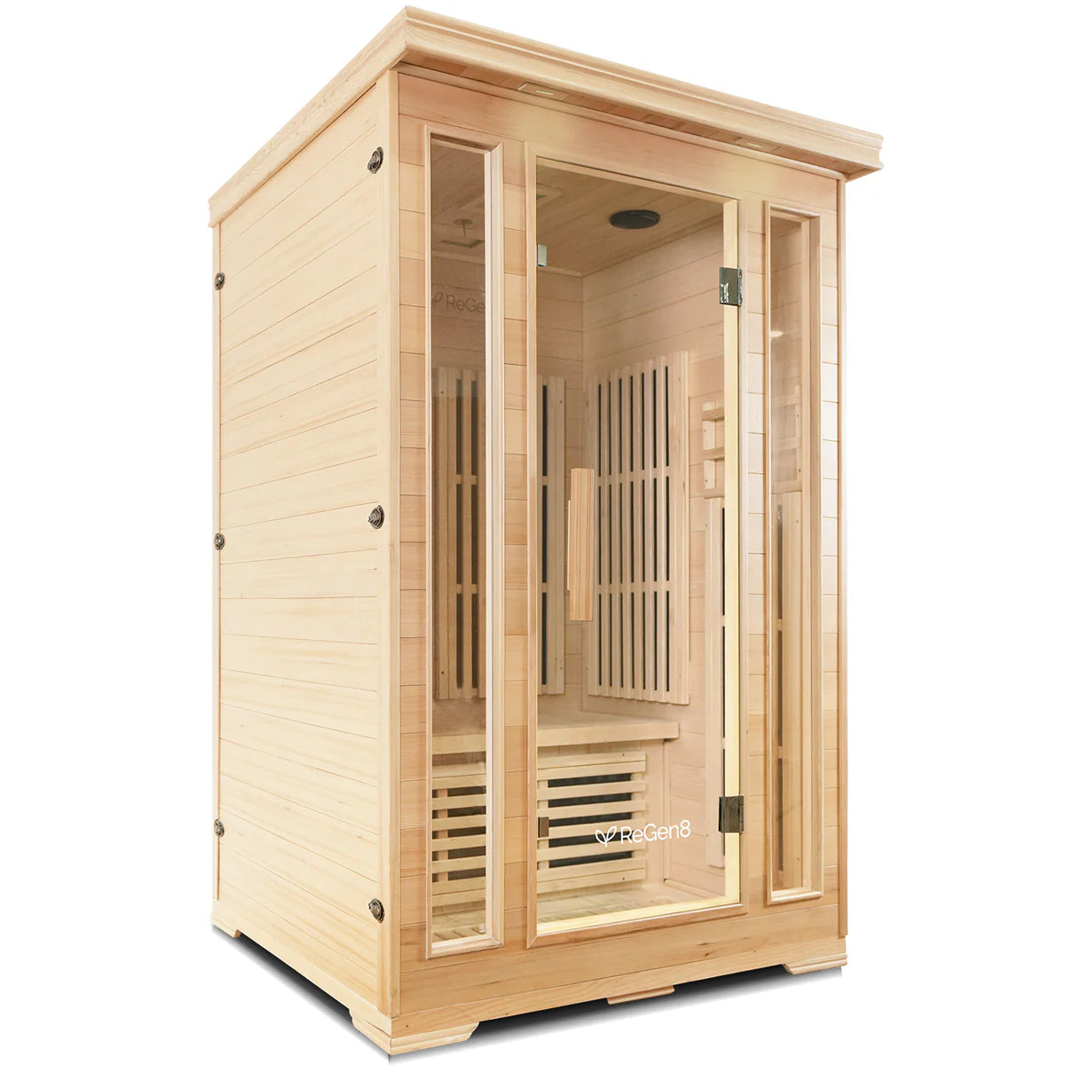 Lifespan Fitness wooden sauna with glass door and interior bench for personal relaxation